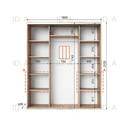 Шафа-купе Idea серія 7 180 x 60 x 210 см Дуб сонома Дзеркало - мініатюра 2