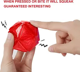 М'ячик для собак, що світиться Diamond Shape Elastic Squeaky Dog Ball з пищалкою - мініатюра 6