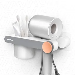 Полиця МВМ My Home BP-33 з тримачем для фену біла з сірим (BP-33 WHITE/GRAY) - мініатюра 3