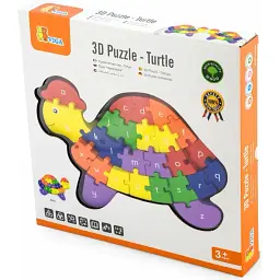 Дерев'яний пазл Viga Toys Черепаха по літерах і числах 26 елементів (55250) - мініатюра 3