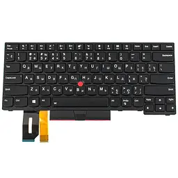 Клавіатура для ноутбука LENOVO (ThinkPad: E480, L380) rus, black, підсвічування клавіш, с джойстиком - мініатюра 2