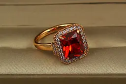 Кільце Xuping Jewelry авангард з червоним каменем р 19 золотисте - мініатюра 2