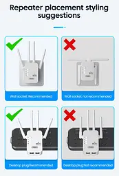 Бездротовий Wi-Fi підсилювач-повторювач (репітер) сигналу 300 Мбіт/с, 2.4 ГГц, з подовженням радіусу дії - мініатюра 5