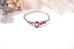 Каблучка з білого золота з аметистами 17 K-0043