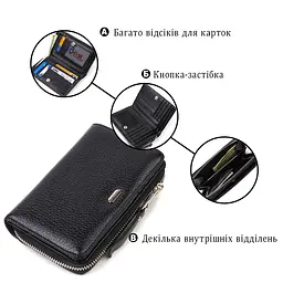 Класичне жіноче портмоне середнього розміру з натуральної шкіри Canpellini 21912 чорне - мініатюра 4