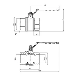 Кран кульовий SD Plus 2" ВР для газу (важіль) SD600NG50PN40 - мініатюра 2