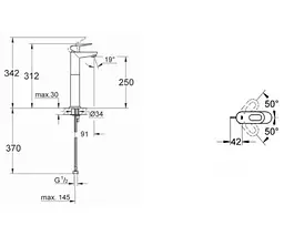 Змішувач для умивальника Grohe Bau Loop 32856000, Хром - мініатюра 2