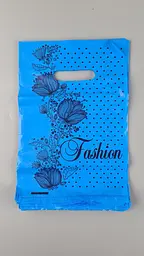 Пакет із прорізною ручкою (20*30)"Fashion квіти Блакитний"Леомі (100 шт.)