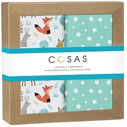 Пелюшки дитячі багаторазові Cosas Wood Animals CS1 2 шт 80х100 см (Бязь_ЗвіріМухомори_ЗорепадМ'ята)