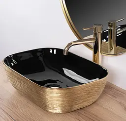Умивальник Rea Belinda brushed gold black накладний REA-U8780, Золотий - мініатюра 6