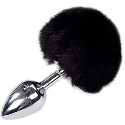 Металева анальна пробка Alive Fluffy Кролячий хвостик Plug M