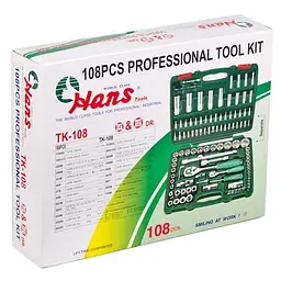 Набір торцевих головок Hans професійний 1/4DR4-14 мм та 1/2DR10-32 мм 108 предметів (TK-108) - мініатюра 8