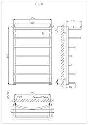 Водяна рушникосушарка Kosser Канна 800x530/7 ДК01, Хром - мініатюра 5
