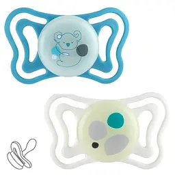 Пустушка Chicco PhysioForma Light силіконова з футляром люмінесцентна 2 шт. (71086.40)