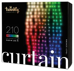 Twinkly Smart LED Гірлянда Twinkly Curtain RGBW 210, Gen II, IP44, 1.45м*2.1м, кабель прозорий