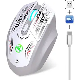 Миша бездротова HYSJ Т38 з акумулятором та підсвічуванням 2.4G Bluetooth White - мініатюра 3