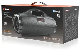 Колонка портативна 2.0 Real-El X-731 Black, 2 x 9 Вт пластиковий корпус, Bluetooth, MicroSD/USB рідер, FM-приймач, живлення від акумулятора, 3600мАхгод - мініатюра 6