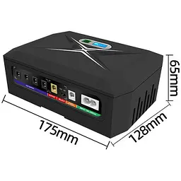 ДБЖ UPS DC 60W 20800mAh для роутера, терміналу, камери DC2060P/DCP60W DC5.5x2.5 мм: 4x12V(5A)/ 1x9V-12V/ 1x5V / 2xUSB/ POE LCD Black - мініатюра 4