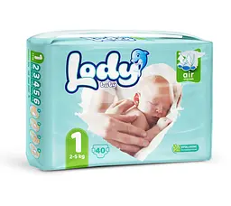 Підгузки дитячі Lody Baby Air newborn 1 (2-5 кг) 40 шт. для новонароджених дихаючі - мініатюра 1