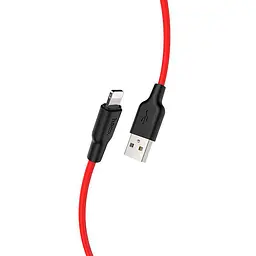 USB Cable Hoco X21 Silicone Lightning Black/Red 1m - мініатюра 2
