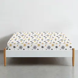 Простирадло Cosas на резинці 90х200х25 winter, бежевий (SnowflakesBlackBeige_90x200x25) - мініатюра 2