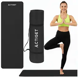 Килимок спортивний Actiget NBR 183 x 61 x 1 cм для йоги та фітнесу ACT0020 Black - мініатюра 3
