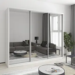 Шафа-купе тридверна MebelStar Уні AL 3 Дзеркала 250x60x210 см Аляска білий (MBS-3111)
