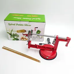 Машинка слайсер для спіральної нарізки картоплі картоплерізка UKC Spiral Potato Slicer червоний