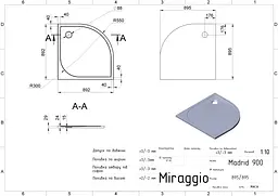 Душовий піддон Miraggio Madrid 900 mirastone gray 0000644 Сірий - мініатюра 5