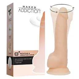 Фаллоимитатор Addiction - Naked - 8 Rotating Vibrating Dildo with Remote – Vanilla с вибрацией и ротацией, 21.5х4.2 см