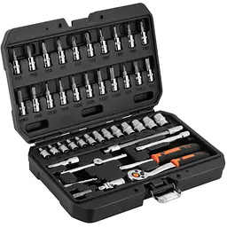 Neo Tools Набір інструментів, Набір торцевих головок, 46шт, 1/4", CrV, кейс