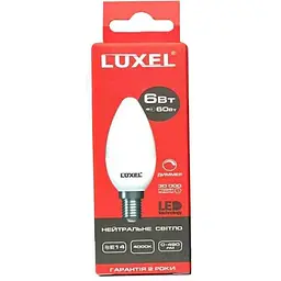 Лампа світлодіодна LUXEL 6W LED C37 E14 4000K dimmer (045-NED)