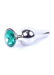 Анальна пробка - Jewellery Silver BUTT PLUG- Green - мініатюра 3