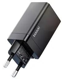 Зарядний пристрій Toocki 67w QC4.0 3 порти 2*Type-C + USB чорний - мініатюра 2