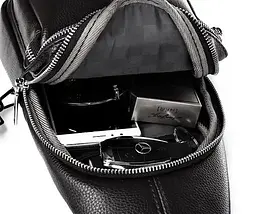 Чоловіча сумка-слінг шкіряна 18х32х7 для прогулянок Tiding Bag A25F-5060A чорна 18 см - мініатюра 2