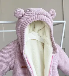 Утеплений в'язаний комбінезон для малюків "Мішутка" зріст 68 см Kid's Fantasy Рожевий - мініатюра 2