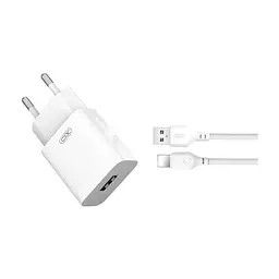 Зарядний пристрій XO L99 USB 12W + cable USB to Lightning white (L99-L-WH) - мініатюра 2