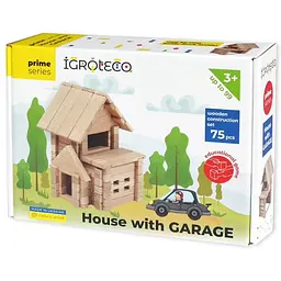 Конструктор дерев'яний Будиночок з гаражем Igroteco 900118 75 деталей
