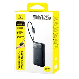 Зовнішній акумулятор Baseus EnerFill FC11 Digital Display Power Bank with Dual Built-in Cables 20000mAh 22.5W Cosmic Black (E0027S04) - мініатюра 2