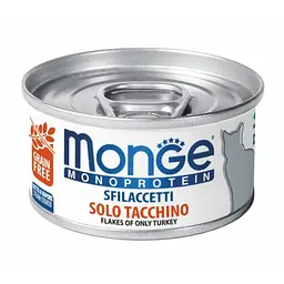 Вологий корм Monge Cat Monoprotein Adult м'ясні пластівці з індичкою для котів 80 гр