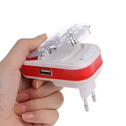 Зарядний пристрій жабка HY02, LCD USB Charger 4.2V 0.3A, червоно-білий адаптер живлення - мініатюра 7