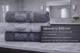 Набір турецьких бамбукових махрових рушників Zeron 3 штуки для обличчя 50х90 Bamboo сірий - мініатюра 3