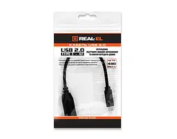 Кабель REAL-EL USB Type-C - USB V 2.0 (M/F), 0.1 м, чорний (EL123500017)