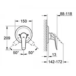 Змішувач для душу Grohe Euroeco 32784000, Хром - мініатюра 2