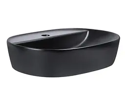 Комплект Qtap Scorpio: Раковина накладна овальна 500x380x120 мм Matt Black + Донний клапан PU03 (QT142202MBMBN47312) - мініатюра 4