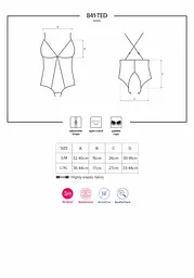 Сітчастий боді з відкритими сідницями Obsessive 841-TED-1 teddy S/M, чорний - мініатюра 7