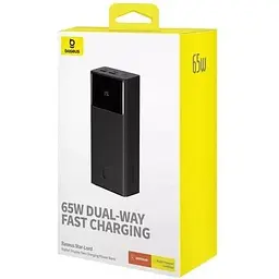 Портативна батарея Baseus Star-Lord Digital Display 65W 30000mAh чорна P10022908113-00 - мініатюра 3