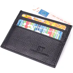 Стильний кард-кейс із натуральної шкіри ST Leather 22447 чорний - мініатюра 5