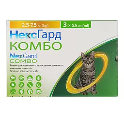 Краплі Boehringer Ingelheim NexGard Combo для котів вагою від 2.5 кг до 7.5 кг 2.7 мл (3 шт. х 0.9 мл) - мініатюра 3