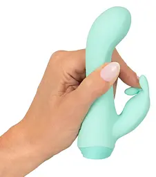 Вібратор-кролик Cuties Mini 13.6 см бірюзовий - мініатюра 5